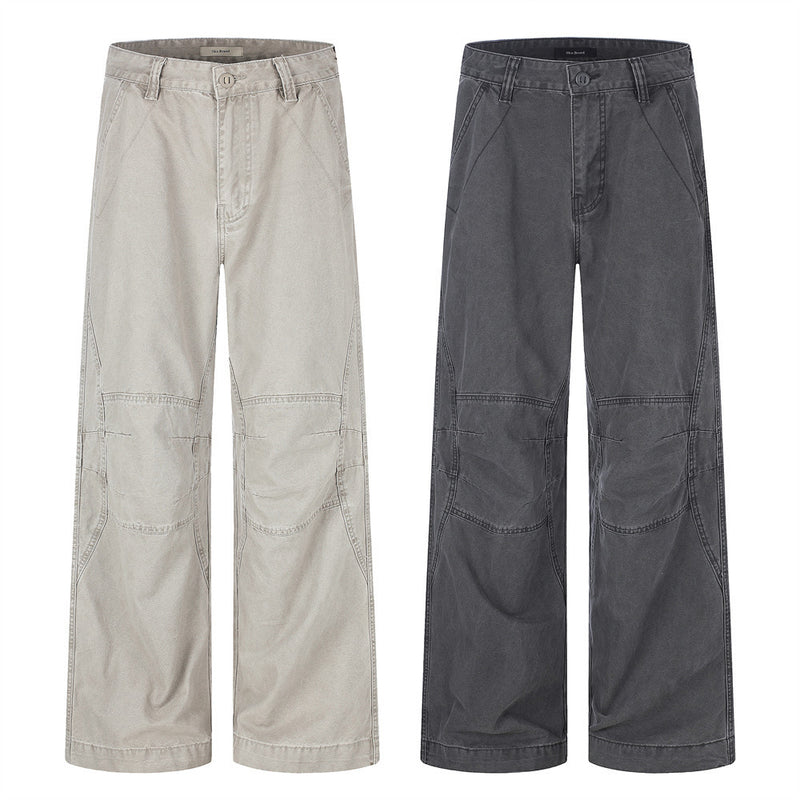 Wide-Leg Cargo Pants – Vintage Washed Deconstructed Panelled Trousers