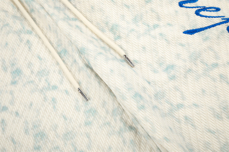 RRR Script Embroidered Acid Wash Wide-Leg Sweatpants