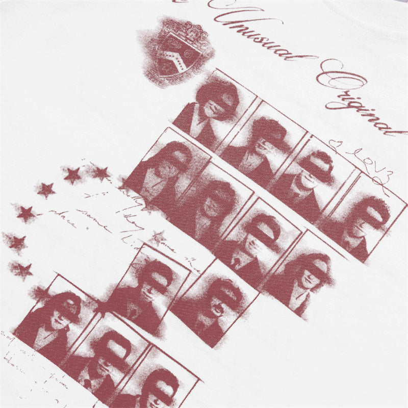 T-shirt graphique à manches longues – Imprimé portrait vintage, coupe décontractée