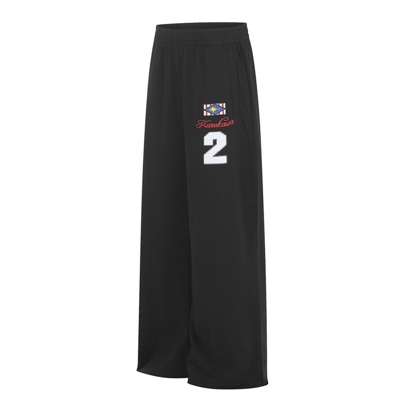 Wide-Leg Sweatpants with Embroidered Number Graphic