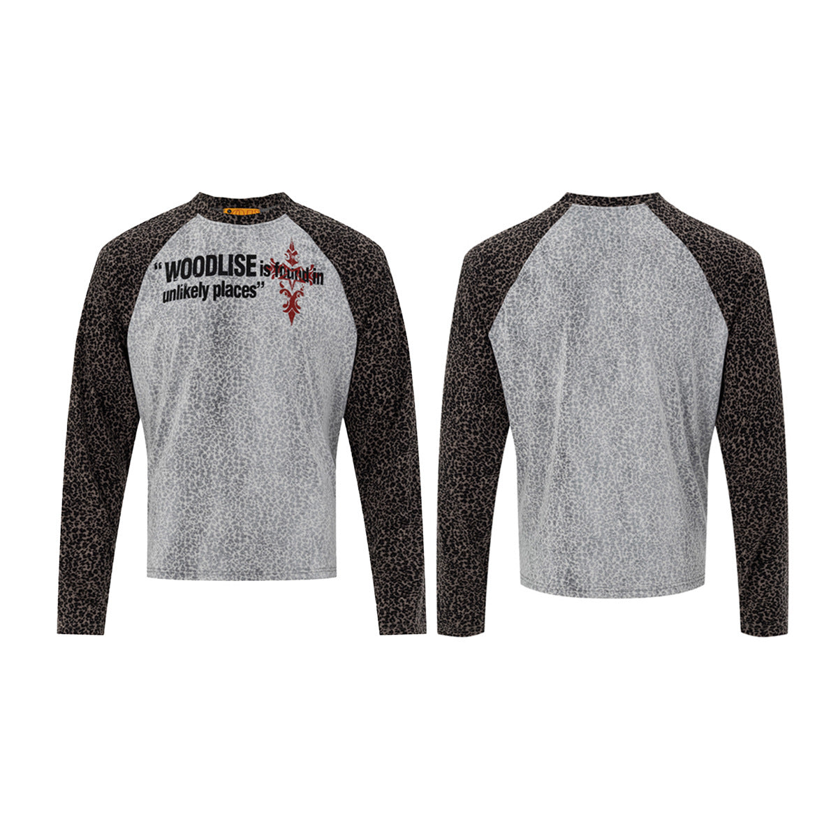 T-shirt raglan à manches longues – Manches léopard et visuel Woodlise