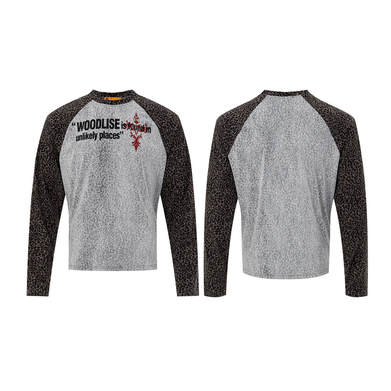 T-shirt raglan à manches longues – Manches léopard et visuel Woodlise