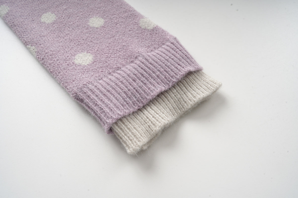 Polka Dot Knit Cardigan Sweater – Cropped Button-Up Knitwear