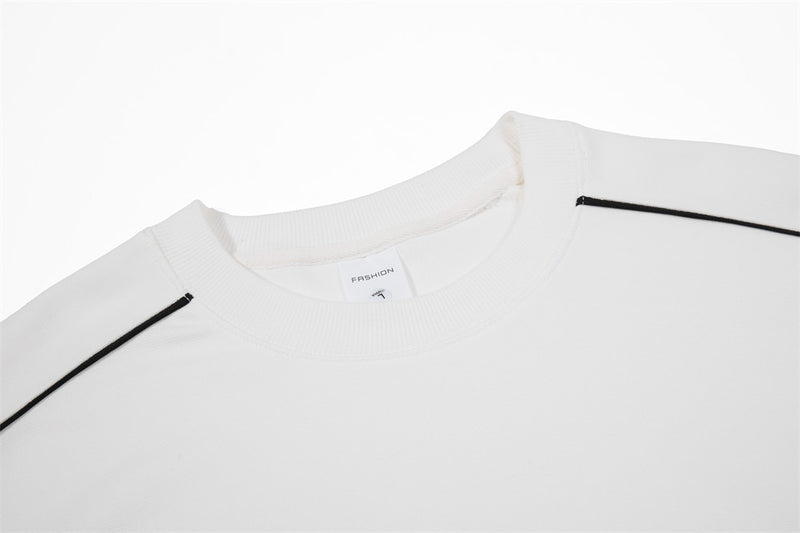 Oversized Crew Neck Sweatshirt with Contrast Sleeve Piping