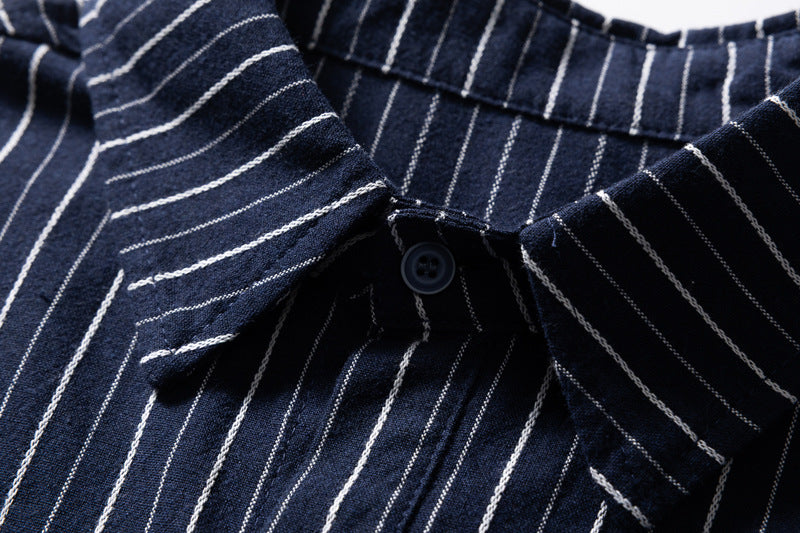 Striped Long Sleeve Shirt – Men's Oversized Relaxed Fit Button-Up