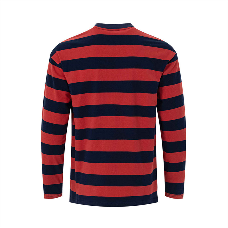 Men's Bold Stripe Long-Sleeve T-Shirt with Graphic Letter Print