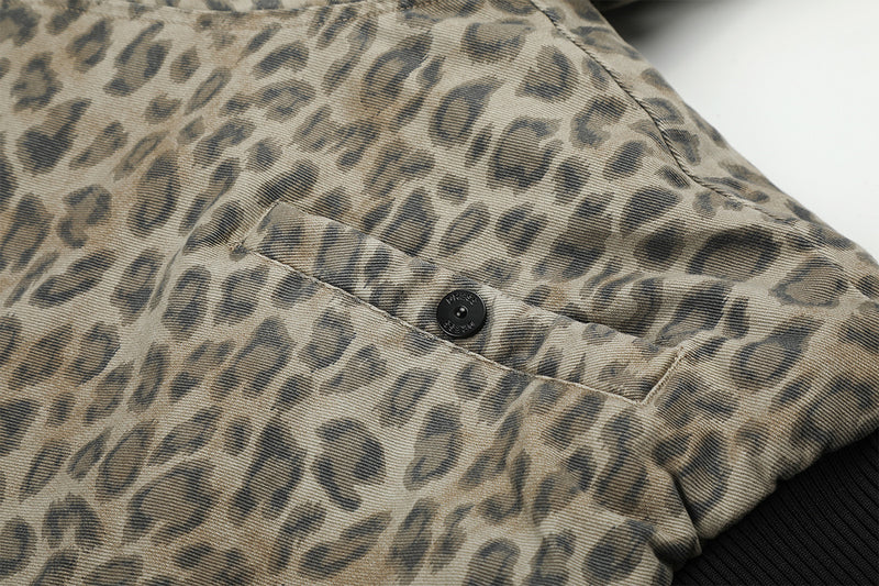 Reversible Faux Fur & Leopard Print Bomber Jacket – Oversized Retro American