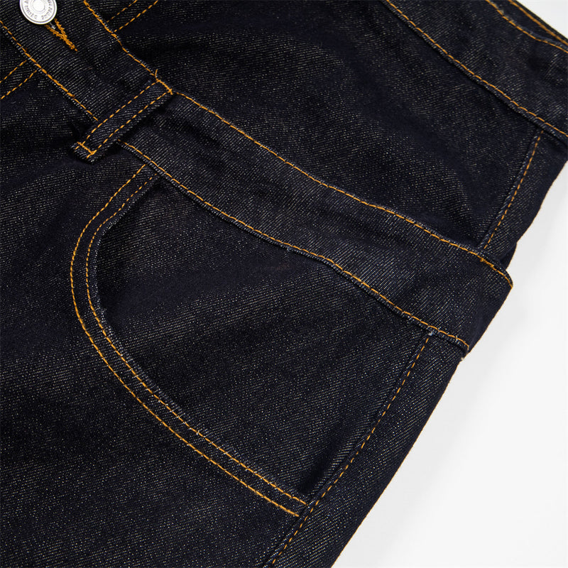 High-Waist Wide-Leg Jeans with Star Embroidery – Double Waistband Baggy Fit