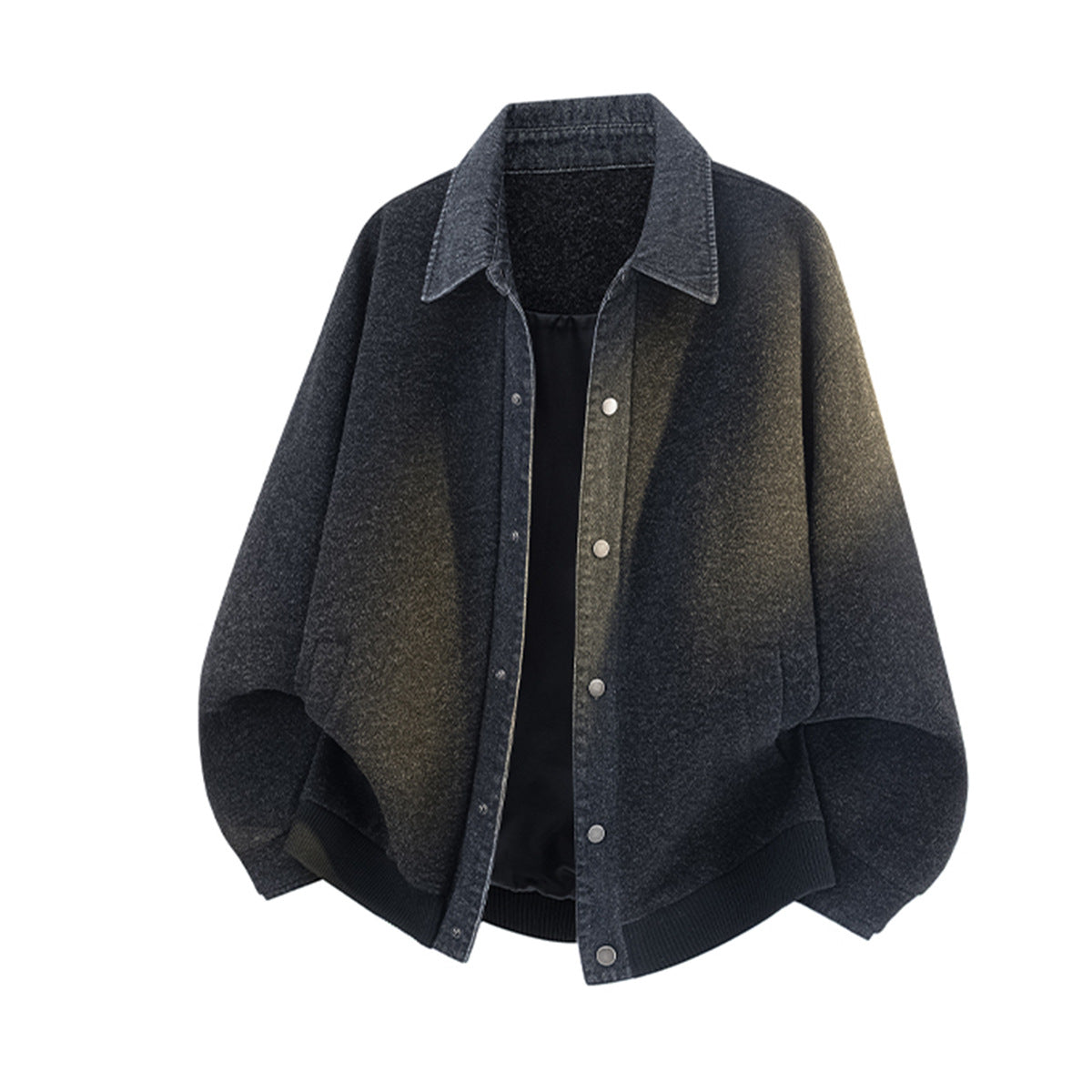 Veste boxy à boutons-pression avec col en denim – Style rétro old money