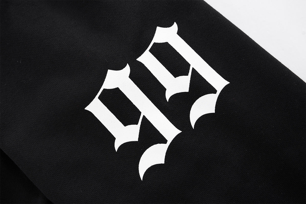 Oversized Black Hoodie with Old English 99 & Growing Mo Graphic Print