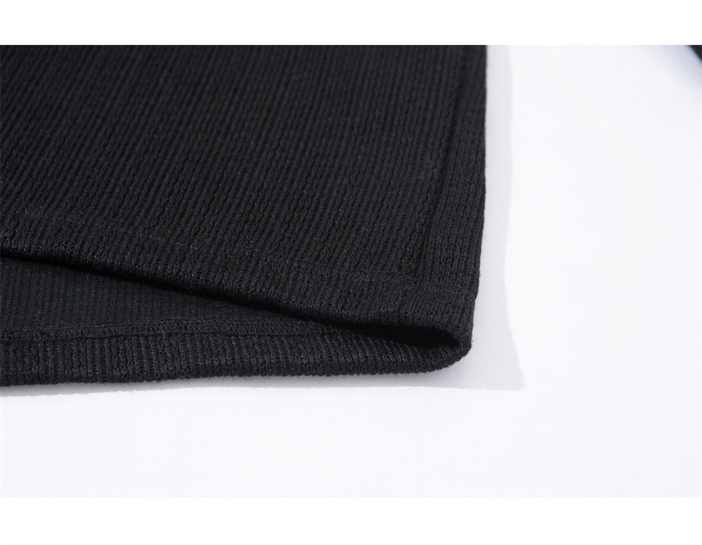 Men's Oversized Ribbed Henley Long Sleeve T-Shirt