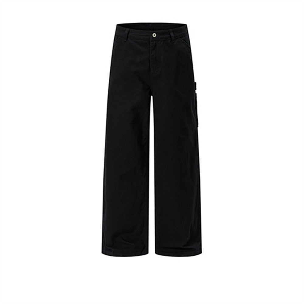 Men's Wide-Leg Cargo Pants – Straight-Fit Utility Trousers with Pocket Detail