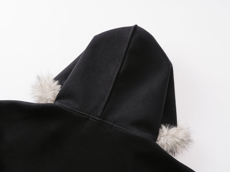 Faux Fur Hood Trim Zip-Up Hoodie Bomber Jacket – Oversized Streetwear Fit