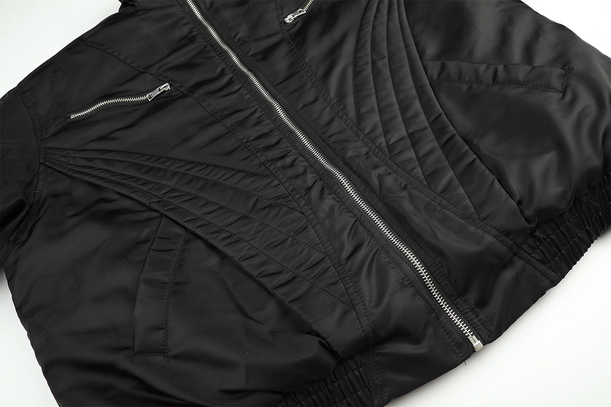 Quilted Padded Jacket with Faux Fur Collar – Moto-Inspired Deconstructed Design