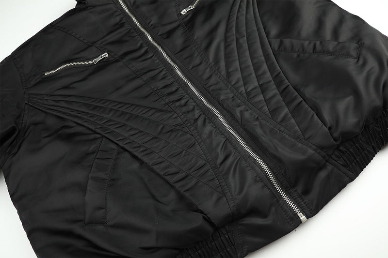 Quilted Padded Jacket with Faux Fur Collar – Moto-Inspired Deconstructed Design