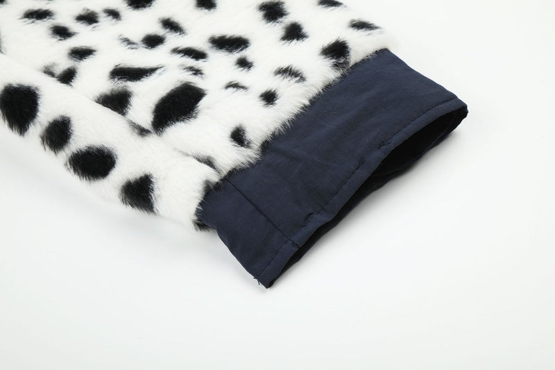 Reversible Dalmatian Faux Fur Bomber Jacket – Two-Way Wear Padded Coat