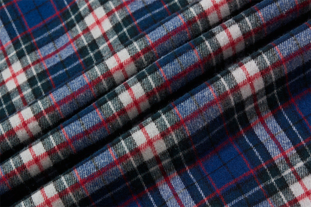 Plaid Flannel Overshirt – Relaxed Fit Long Sleeve Button-Up with Star Logo