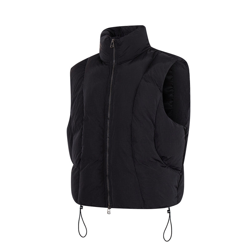 Padded Puffer Vest Stand Collar Zip-Up Sleeveless Jacket