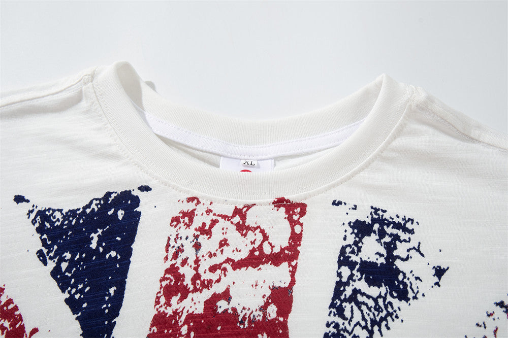 Long Sleeve T-Shirt Men's Union Jack Distressed Graphic Print – White