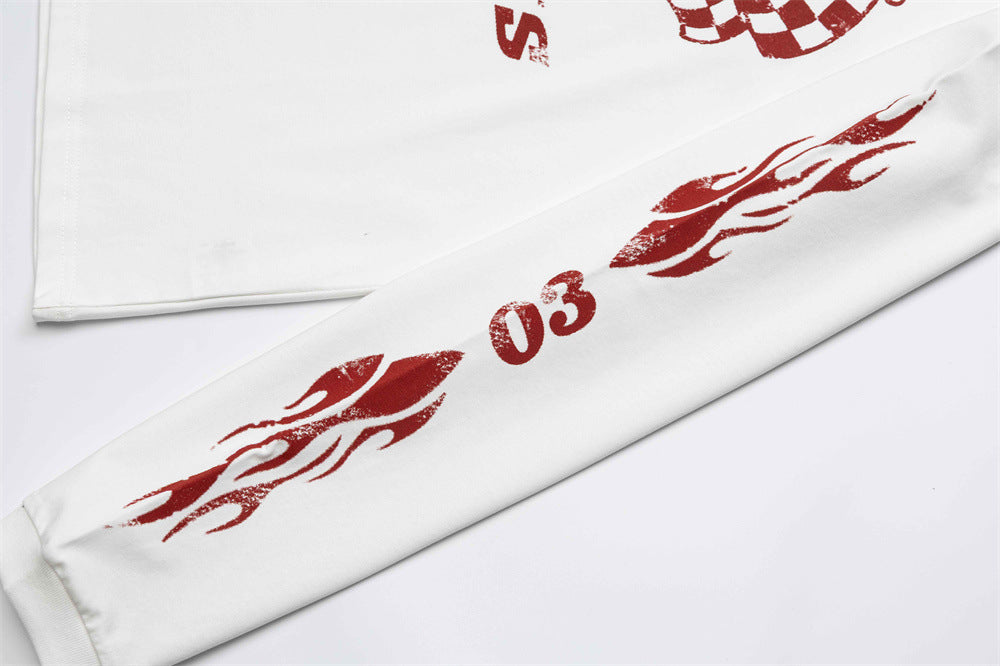 Kairos Unusual Original Graphic Long Sleeve Tee – Relaxed Fit Racing Print