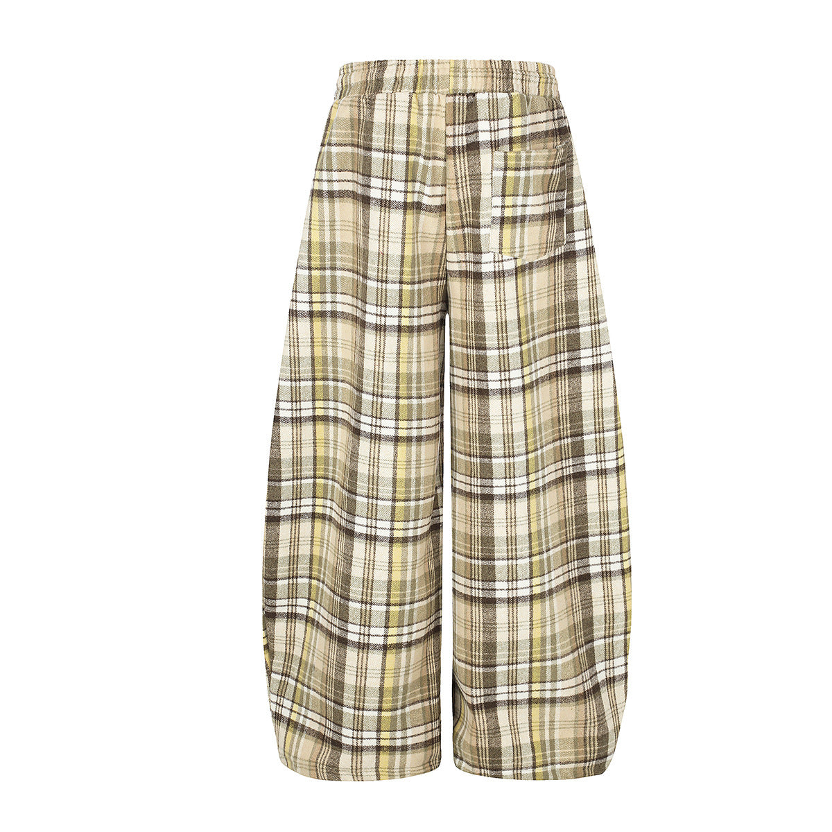 Plaid Wide-Leg Pants – Relaxed Fit Flannel Drawstring Trousers
