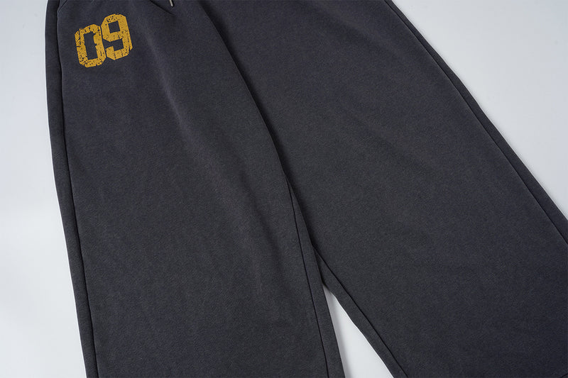 Wide-Leg Sweatpants – Acid Wash Vintage Varsity Graphic, Relaxed Fit