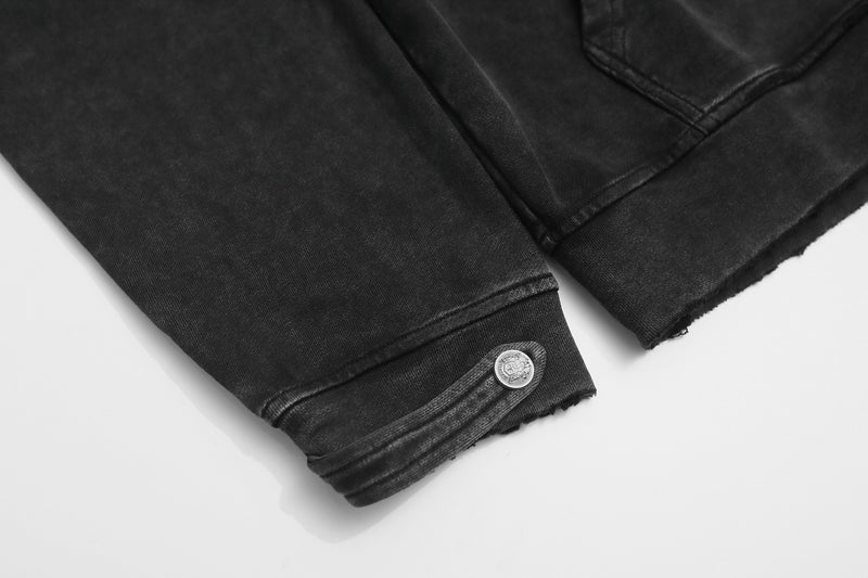 Military Napoleon Zip-Up Hoodie – Washed Vintage Fleece Cardigan