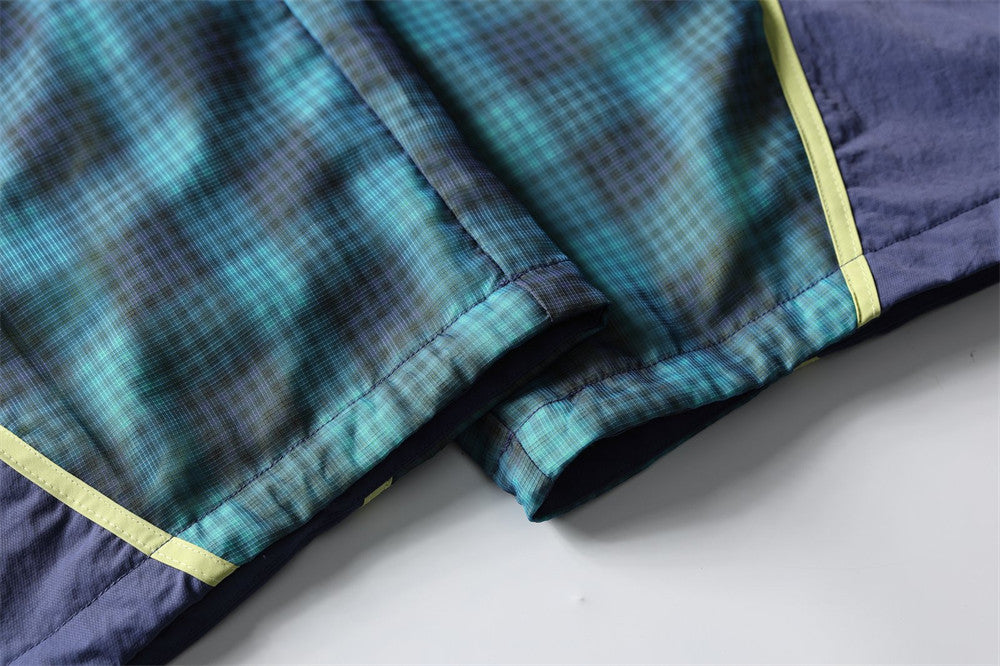 Men's Plaid Patchwork Baggy Pants – Windproof Water-Resistant Drawstring Ankle