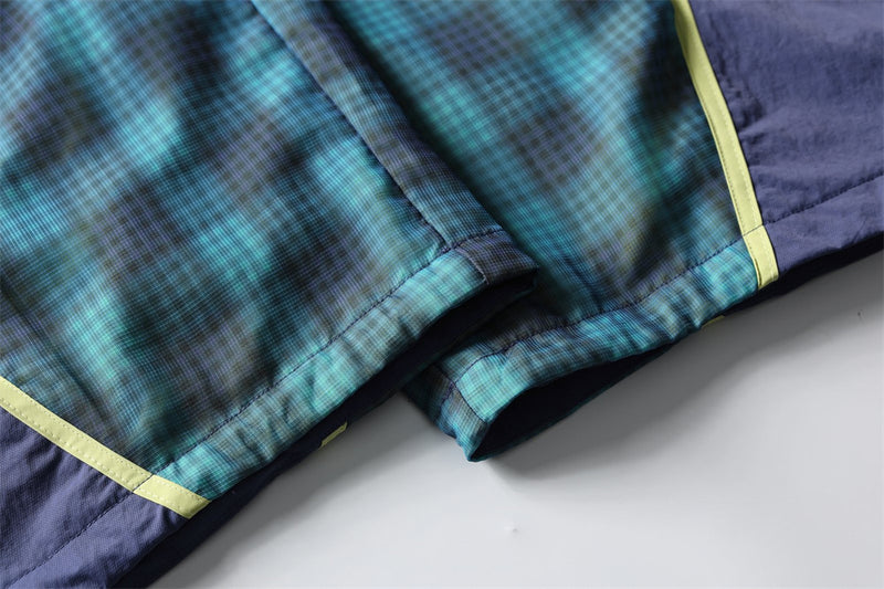 Men's Plaid Patchwork Baggy Pants – Windproof Water-Resistant Drawstring Ankle