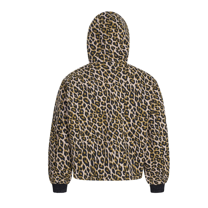 Veste à capuche réversible imprimée léopard – Bomber noir et imprimé animal