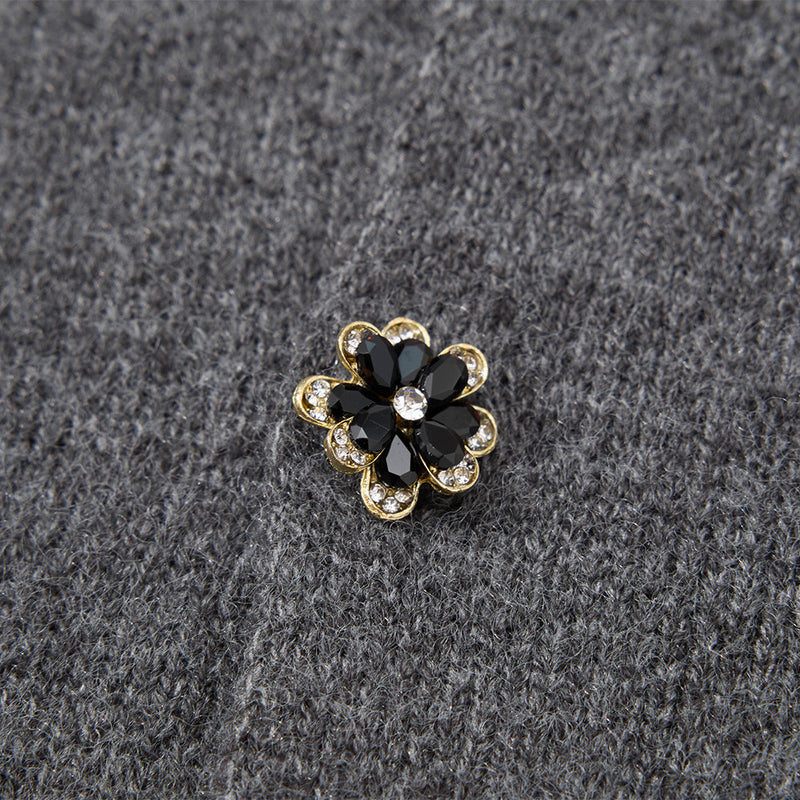 Men's Crewneck Knit Cardigan Sweater with Floral Buttons