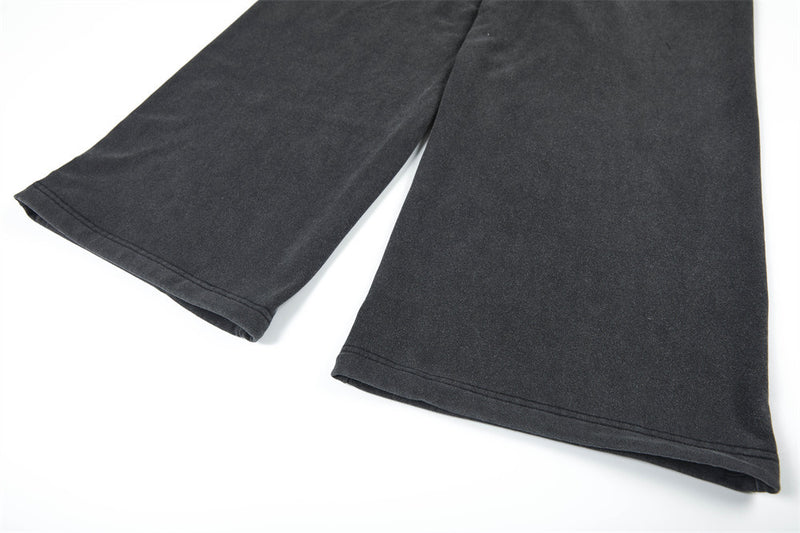 Pantalon de survêtement homme vintage délavé wide leg avec boutons effet double boutonnage