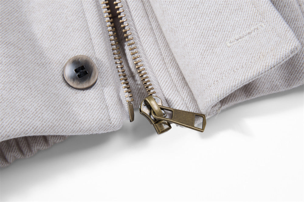 Blouson bomber homme court à col montant – Coupe décontractée, gris clair