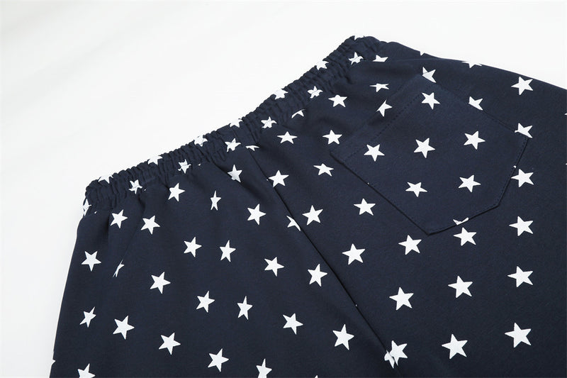 Wide-Leg Star & Letter Print Pants – Men's Hip-Hop Streetwear Baggy Fit