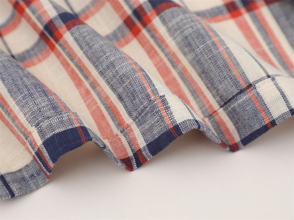 Color Block Plaid Short Sleeve Shirt – Streetwear Oversized Button-Up