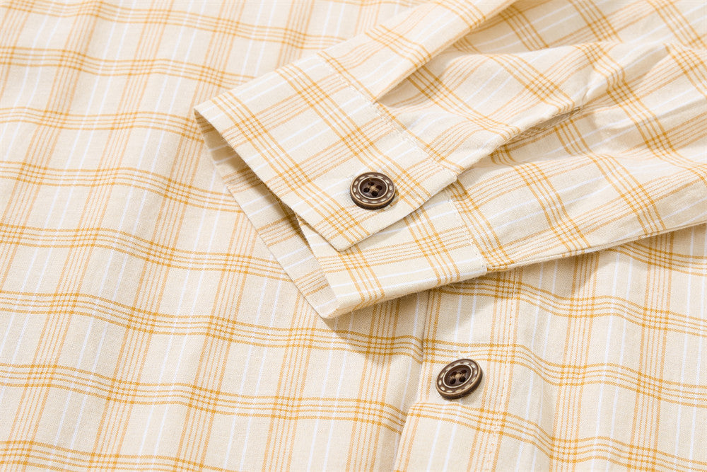 Plaid Long Sleeve Button-Up Shirt – Relaxed Fit Flannel Check