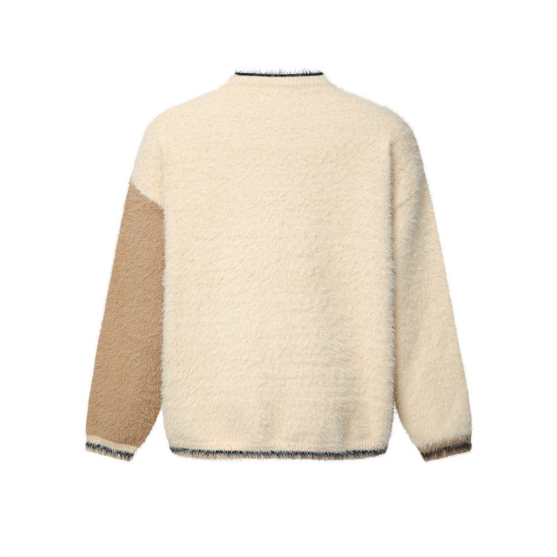 Cartoon Dog Fuzzy Knit Cardigan Sweater – Streetwear Button-Up
