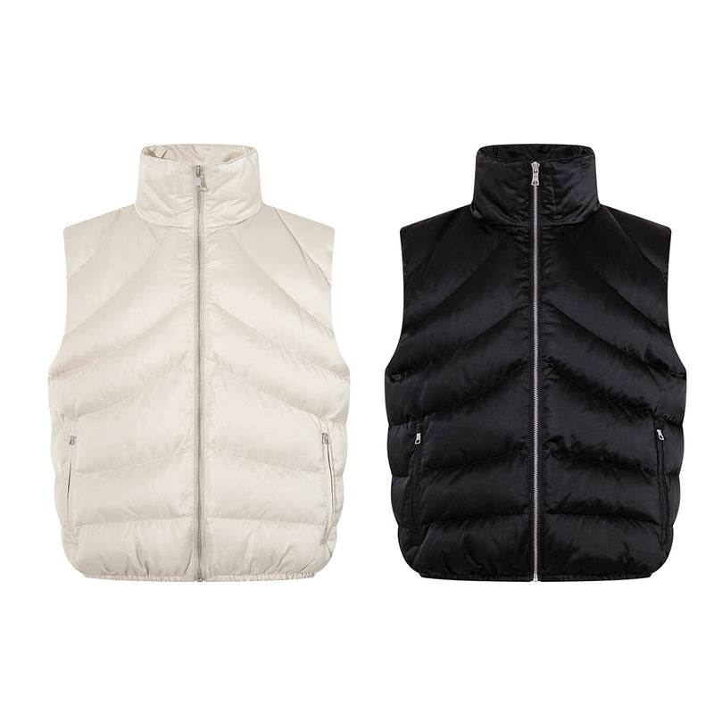 Quilted Puffer Vest Zip-Up Sleeveless Jacket with Stand Collar