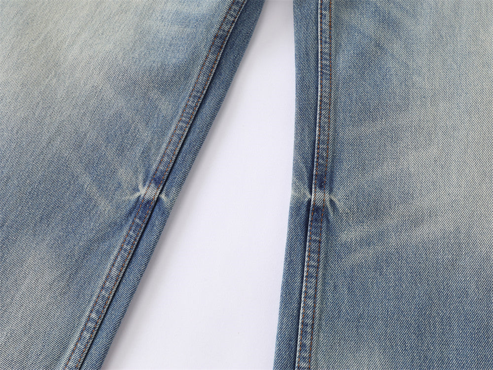 Wide-Leg Baggy Jeans Men – Light Blue Vintage Washed Straight Fit