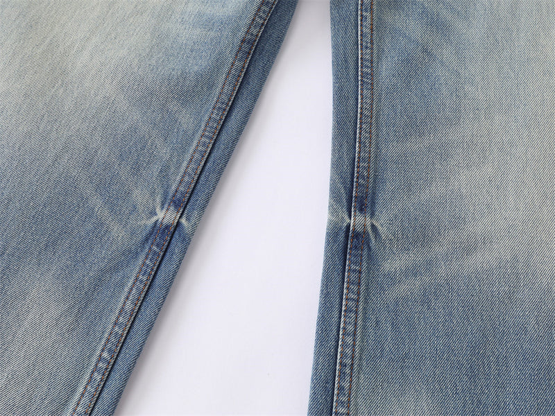 Wide-Leg Baggy Jeans Men – Light Blue Vintage Washed Straight Fit