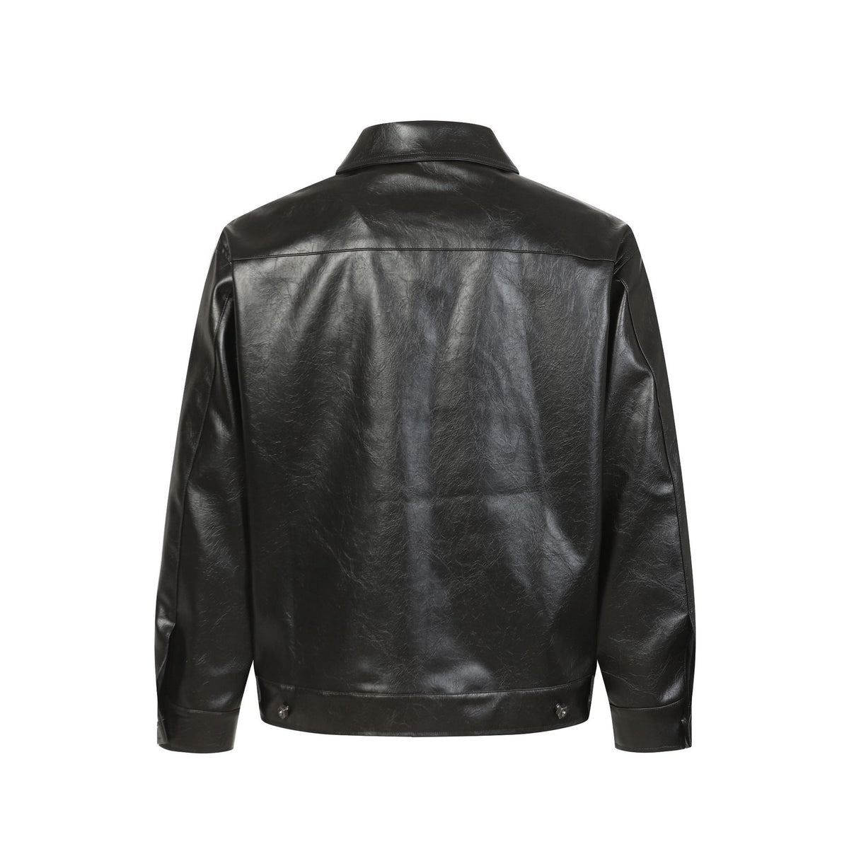 Spiderweb Embroidered PU Leather Jacket – Oversized Moto Fit