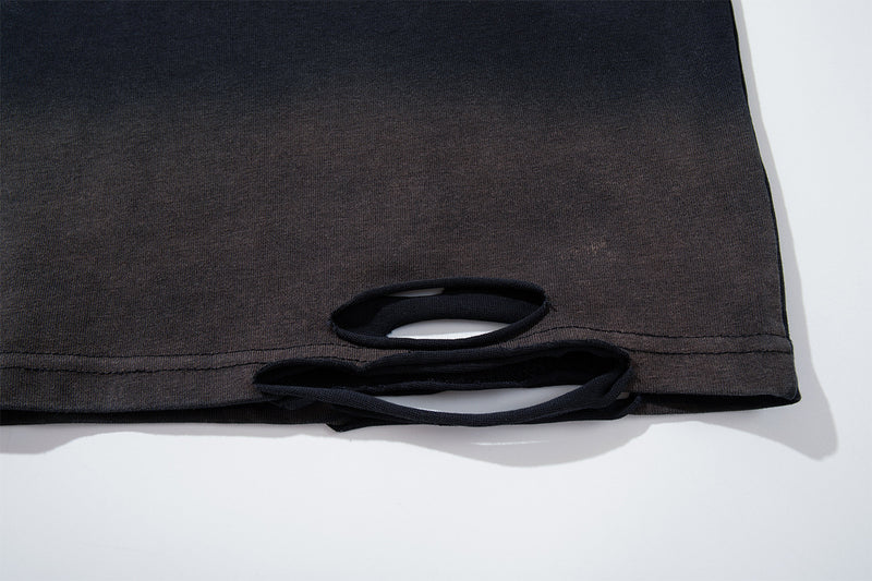 T-shirt manches longues effet superposé Flame 17 – Bas délavé, clous