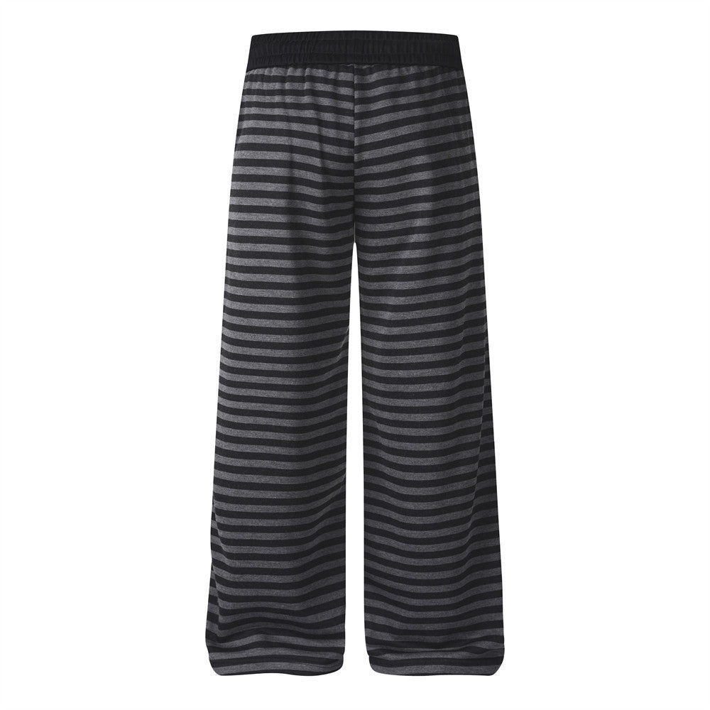 Pantalon de survêtement rayé à jambes larges – Homme, imprimé patchwork graphique punk, coupe droite décontractée