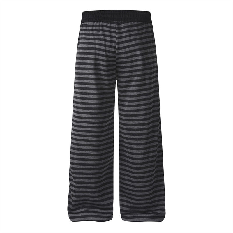Pantalon de survêtement rayé à jambes larges – Homme, imprimé patchwork graphique punk, coupe droite décontractée