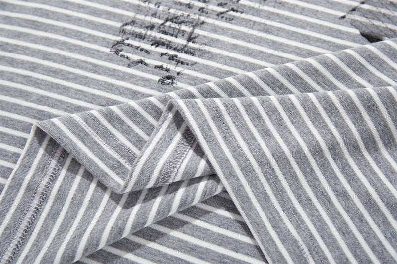 Striped Long-Sleeve Graphic T-Shirt – Vintage Soul Under Moonlight Print