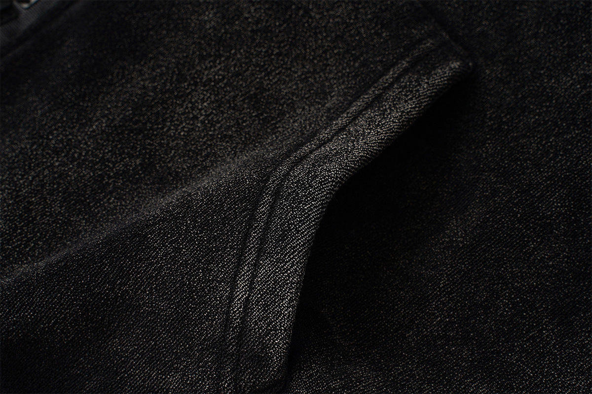 Oversized Acid Wash Zip-Up Hoodie – Heavyweight Fleece-Lined Men's Hooded Jacket