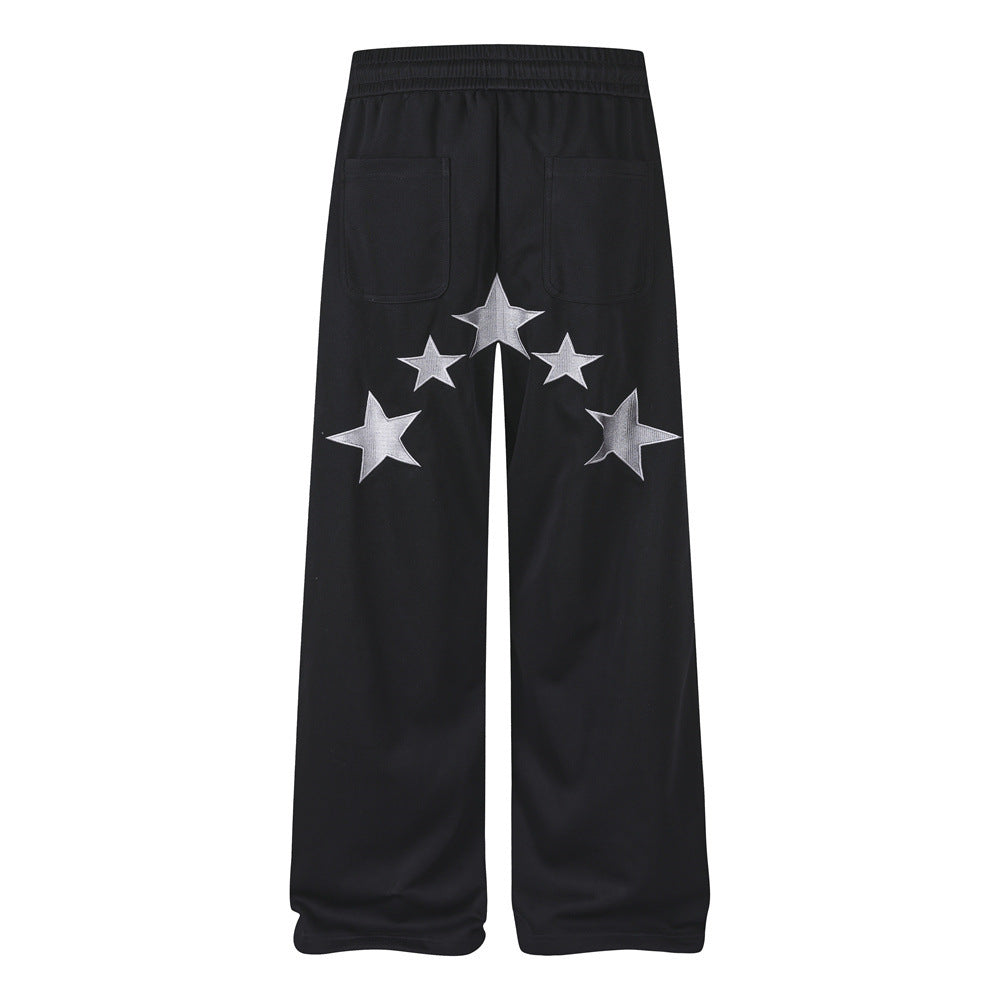 Grim Reaper Embroidered Baggy Sweatpants – Wide Leg Hip-Hop Street Pants
