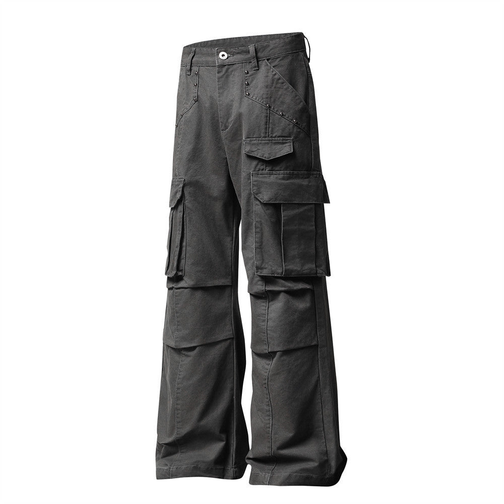 Men's Wide-Leg Cargo Pants – Relaxed Fit Multi-Pocket Workwear Trousers