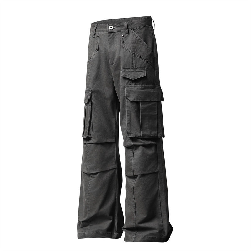 Men's Wide-Leg Cargo Pants – Relaxed Fit Multi-Pocket Workwear Trousers