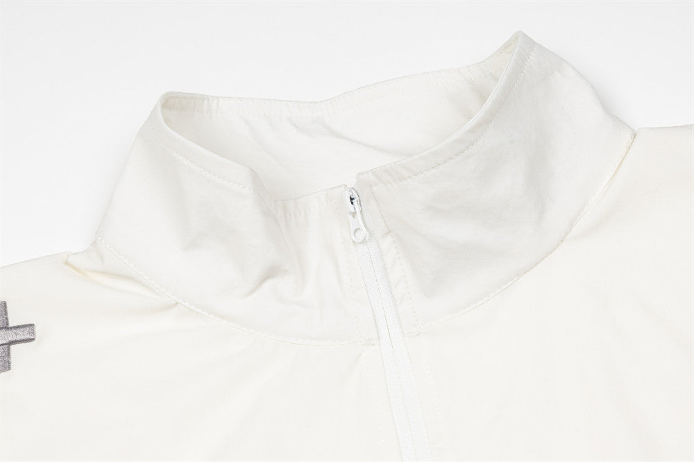 AEEA Oversized Stand Collar Track Jacket with Three-Stripe Sleeves